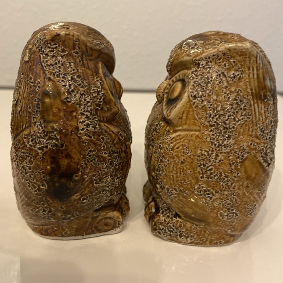 Vintage Rare INARCO Japan Numbered Textured Owl Brown Salt Pepper Shaker Set - Picture 7 of 11